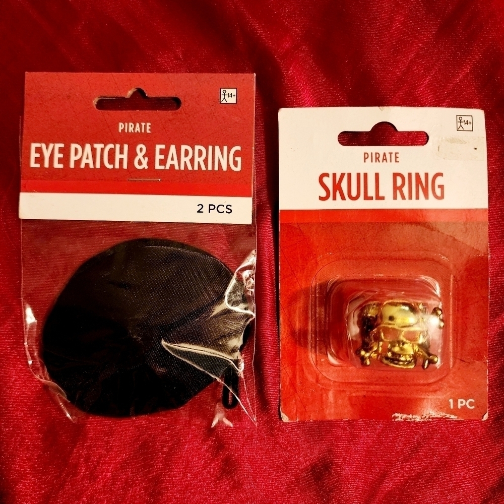 NWT Pirate Eye Patch Earring Ring Halloween Party Costume Cosplay Accessory New